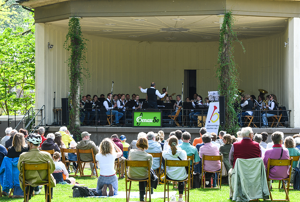 Konzert der Bläservereinigung am Schlossgarten in Münster am 7.5.2023